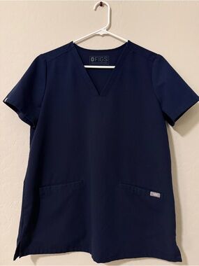 FIGS Scrub Top Small Navy Blue V Neck Medical Uniform Top